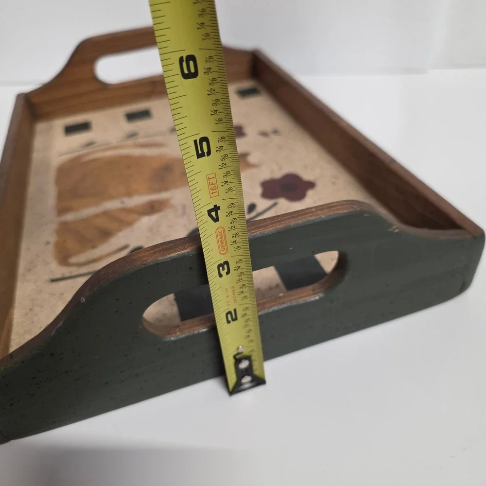 Vintage Primitive Folk Art Wooden Cat Serving Tray Farmhouse Decor Hand Painted